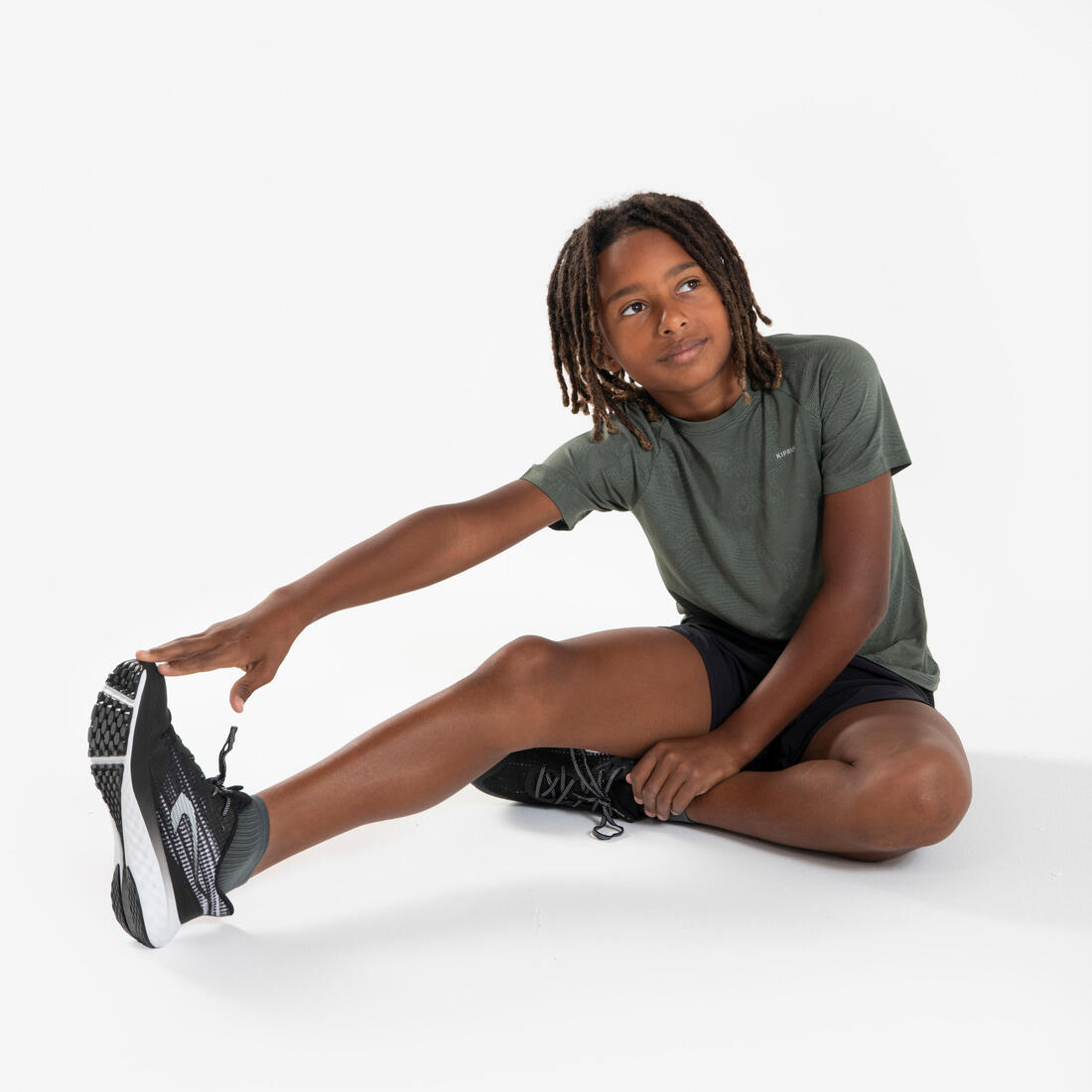 T-Shirt running sans couture Enfant - KIPRUN TS LIGHT 900 kaki