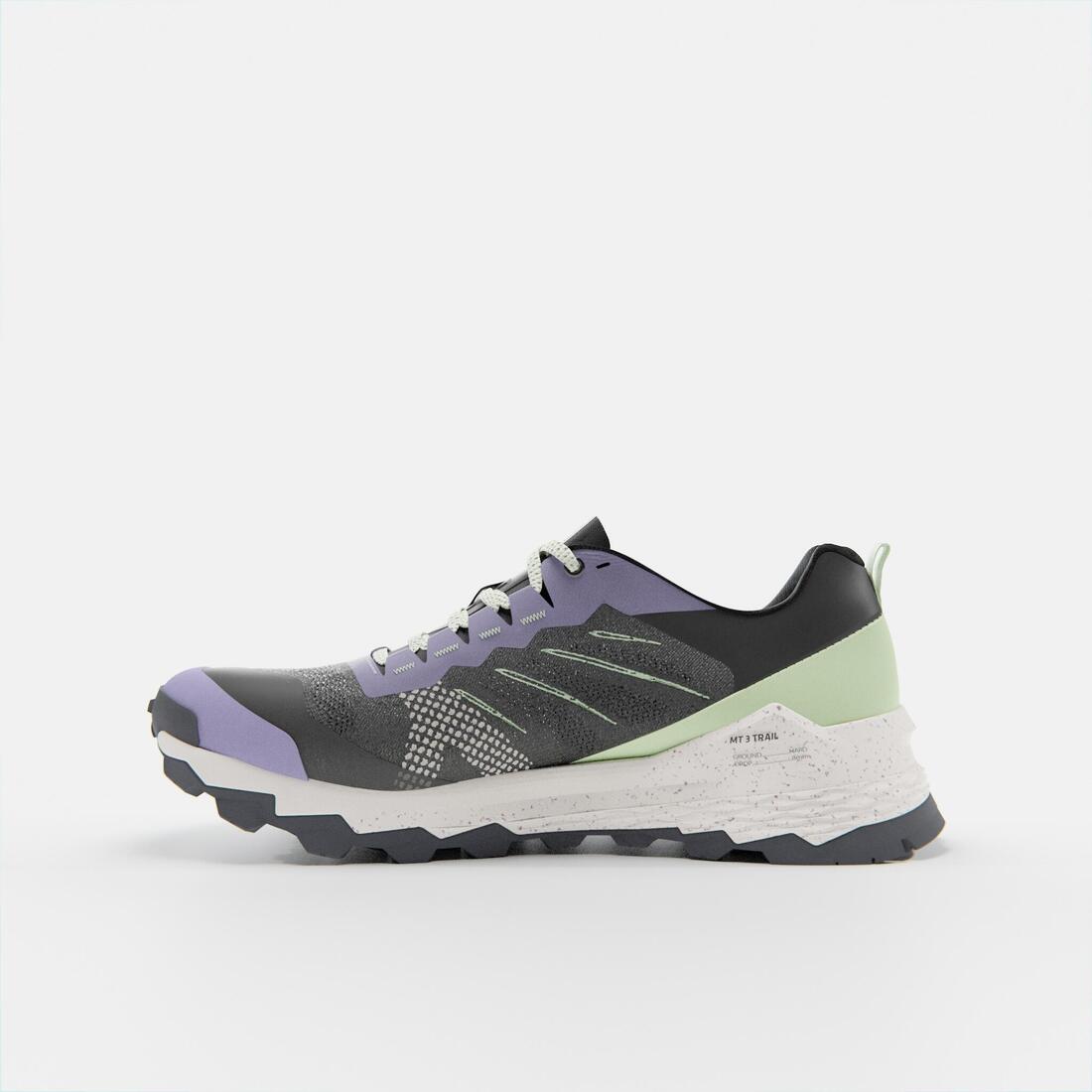 Chaussures de running trail femme, Kiprun mt3, noir fumé