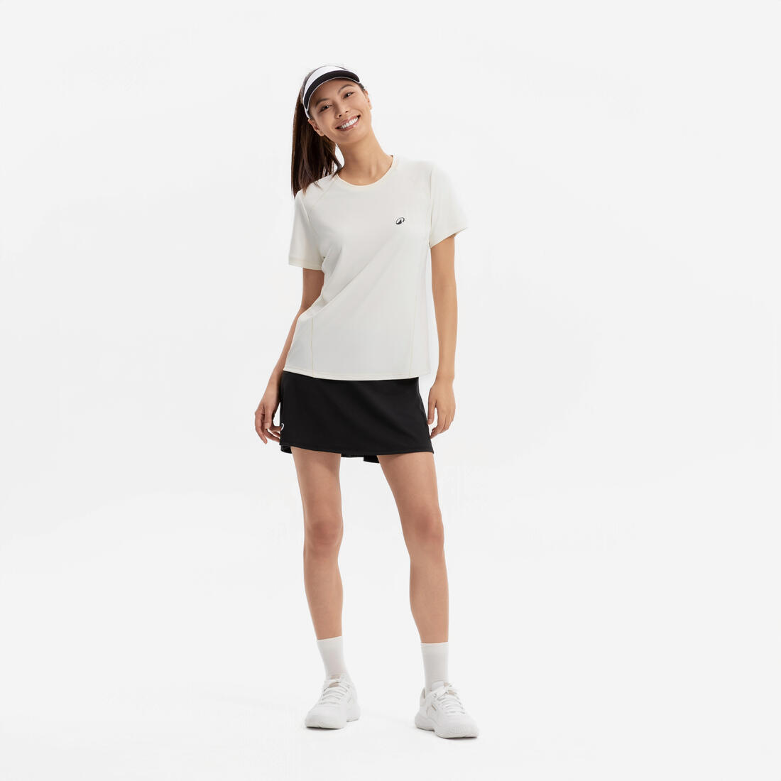 T-shirt de tennis respirant col rond femme, Dry
