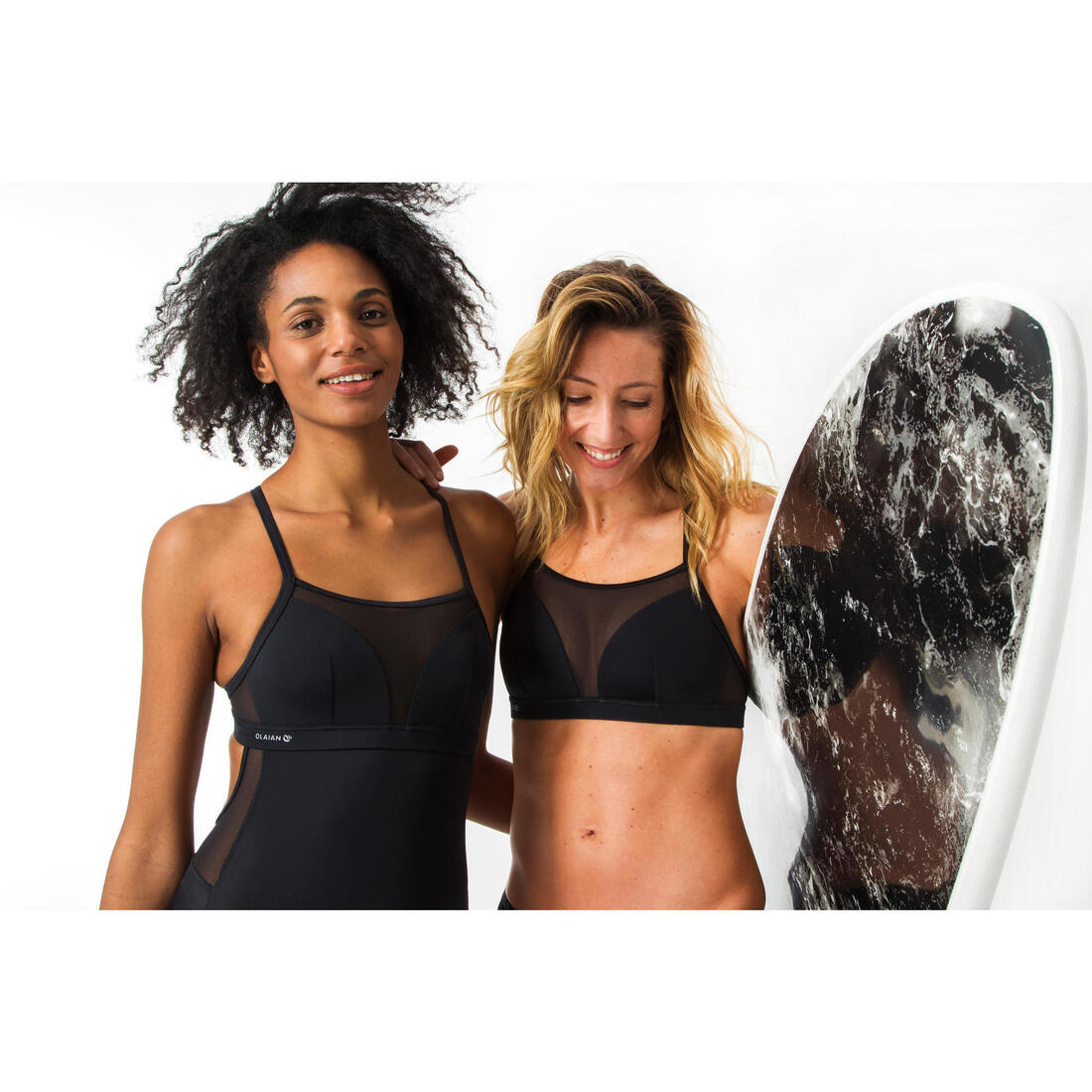 Haut de maillot de bain brassière de surf femme double réglage plat ELISE NOIRE
