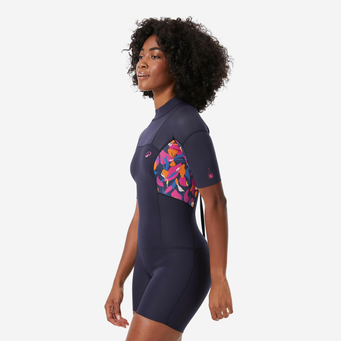 Shorty de surf femme 500 akaru zip dos manches courtes