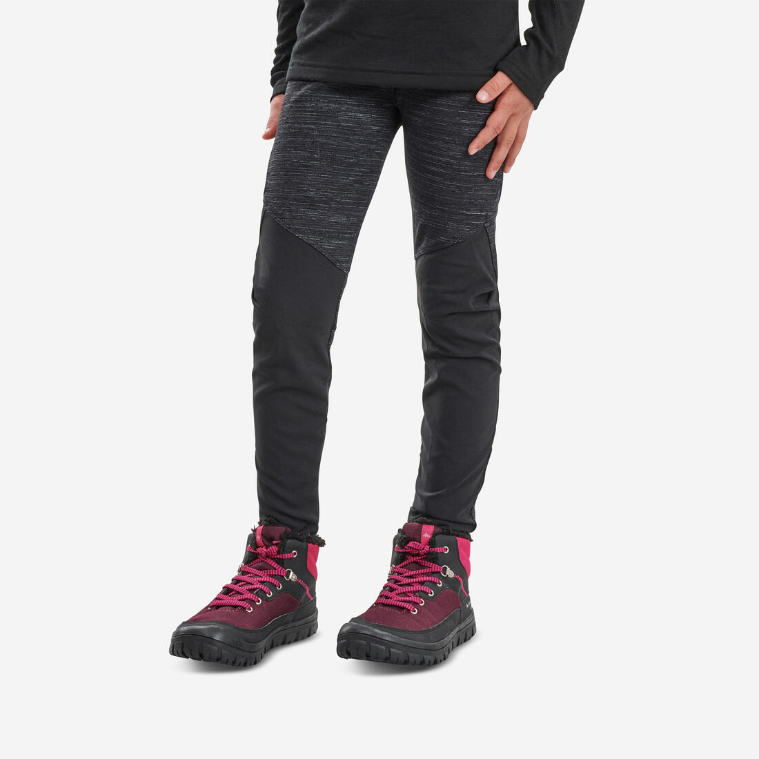 LEGGING CHAUD DE RANDONNÉE - SH100 - ENFANT 7 - 15 ANS – noir