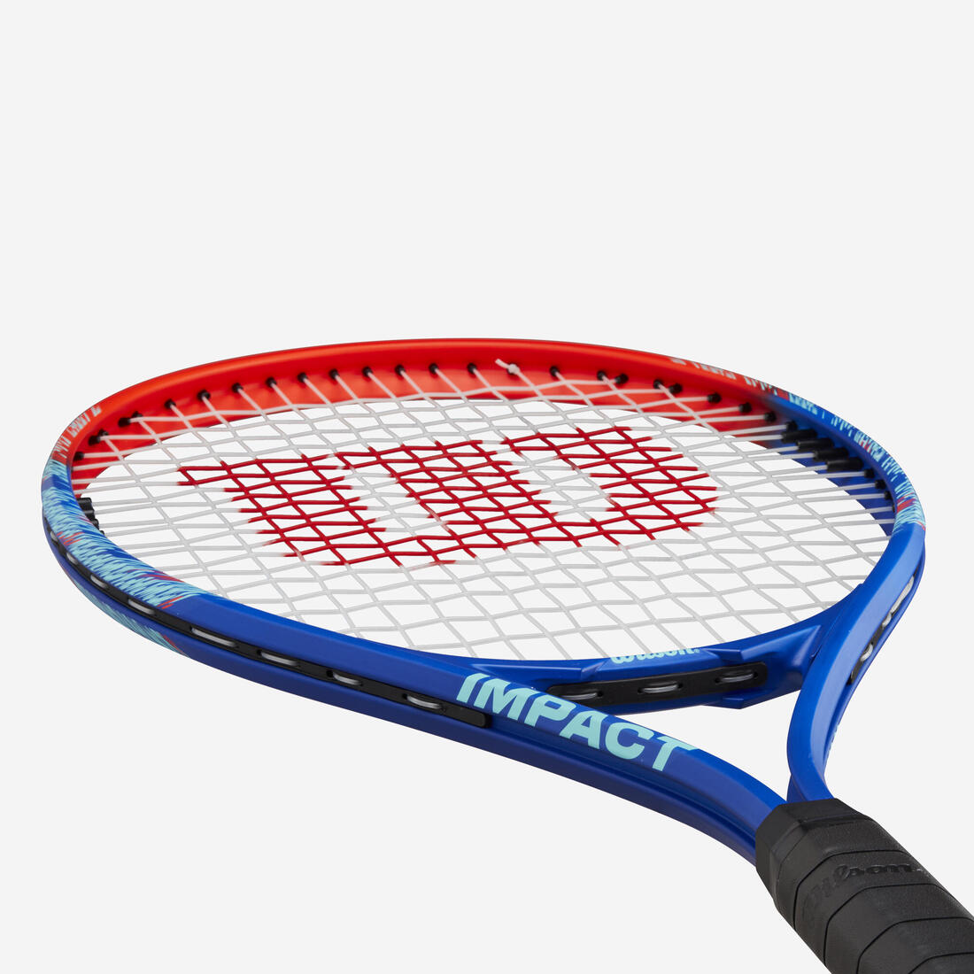 Raquette de tennis adulte débutant, aluminium, Wilson Impact bleu rouge.