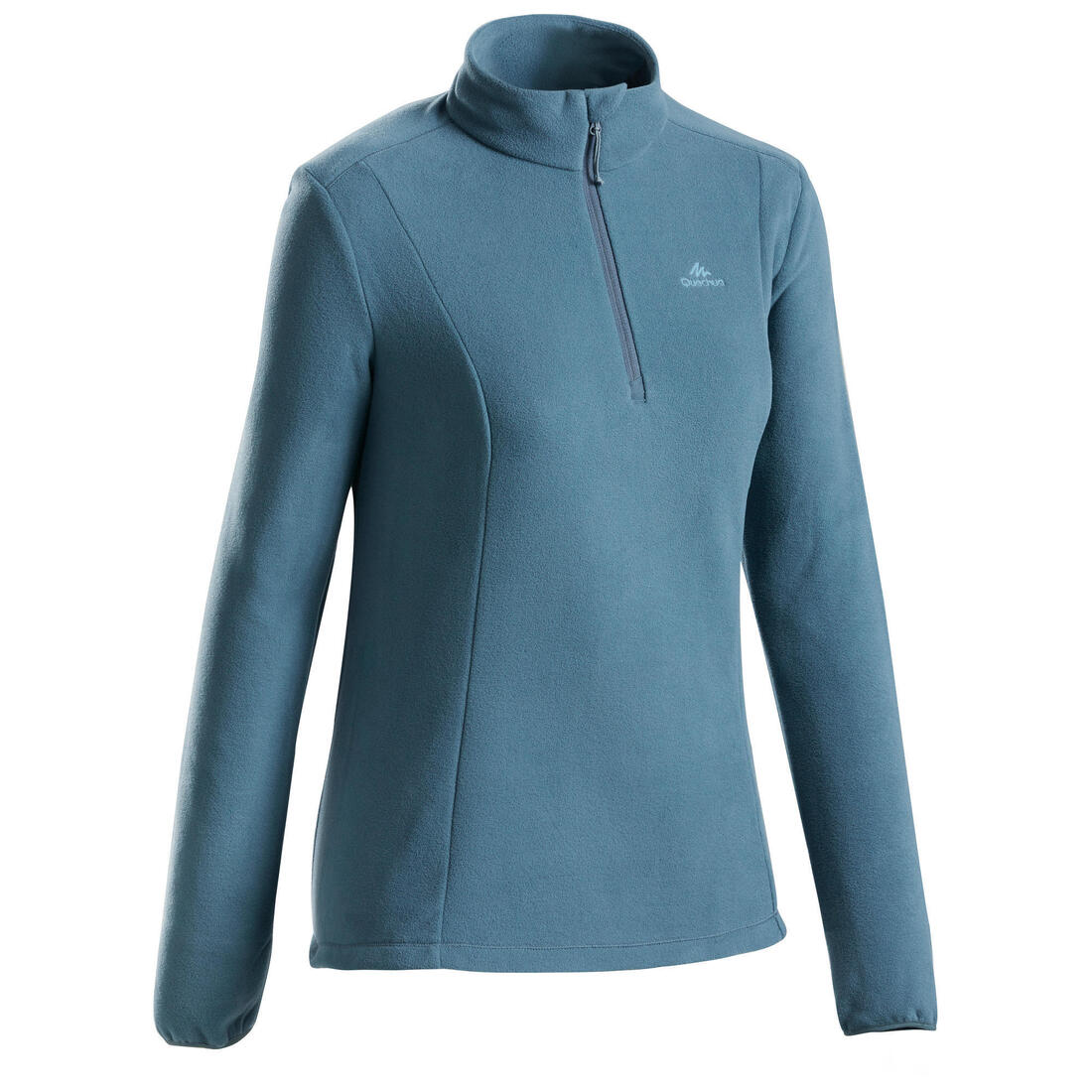 Polaire de randonnée montagne femme, MH100 demi zip – bleu ouragan