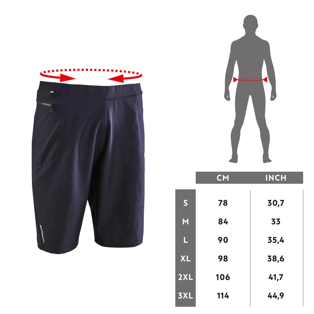 Short 2 en 1 avec peau VTT Homme, 100 noir