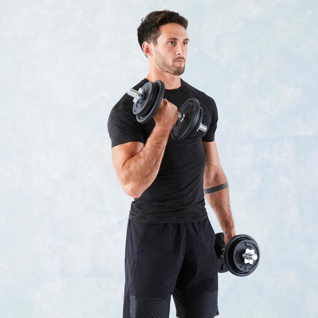 Kit haltères de musculation 20 kg avec disque de fonte en partie recyclée