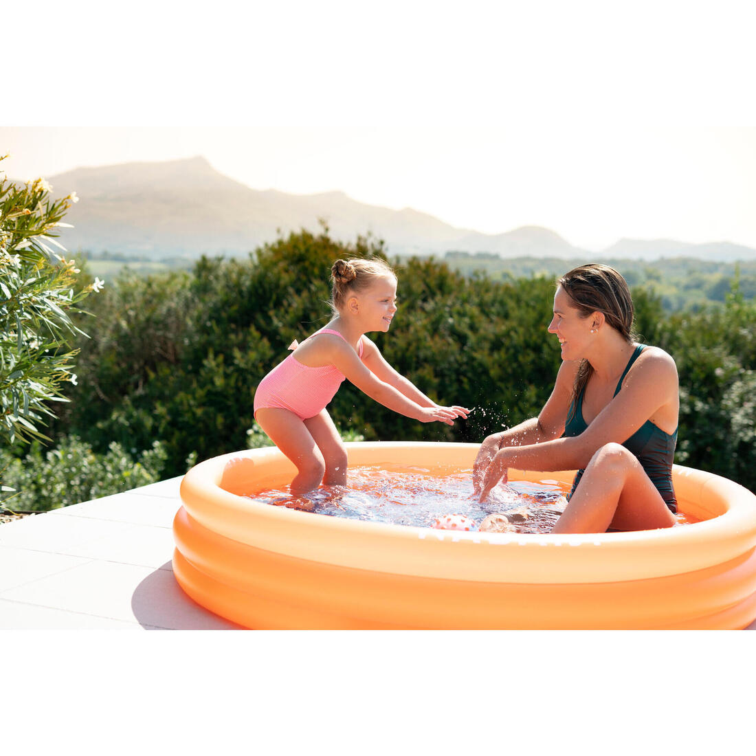 Maillot de bain 1 pièce bébé fille rose imprimé fleurs