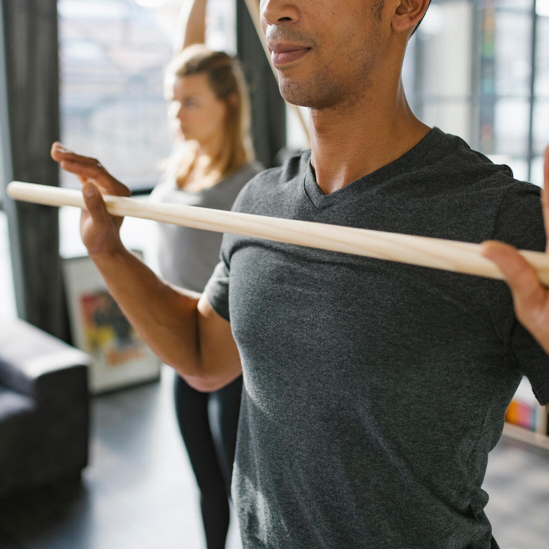 Bâton de bois fitness et mobilité