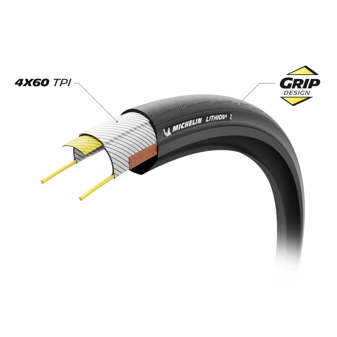 Pneu vélo route tringle souple - Michelin Lithion 4 Performance Line 700x28 noir