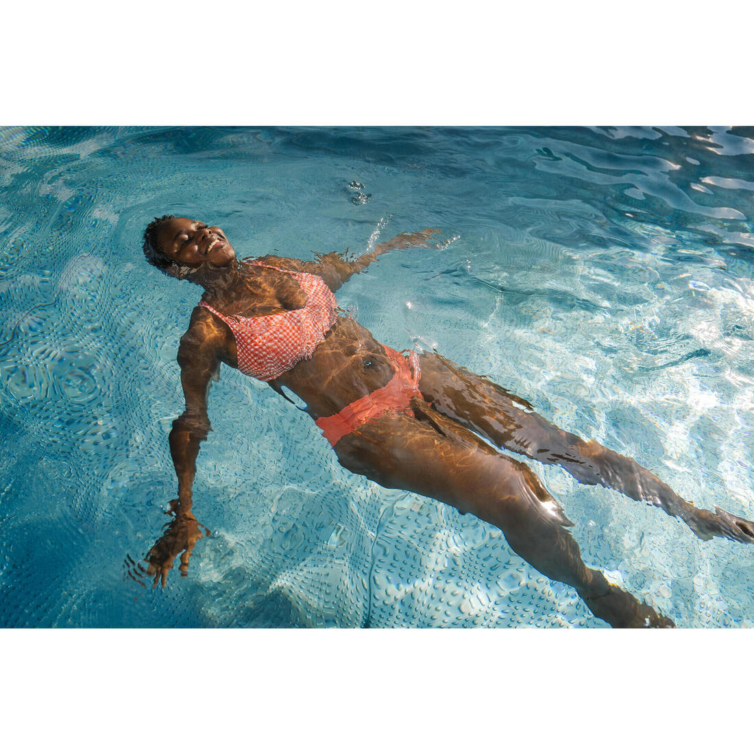 Bas de maillot de bain culotte texturée natation Femme, Lila simy terracotta