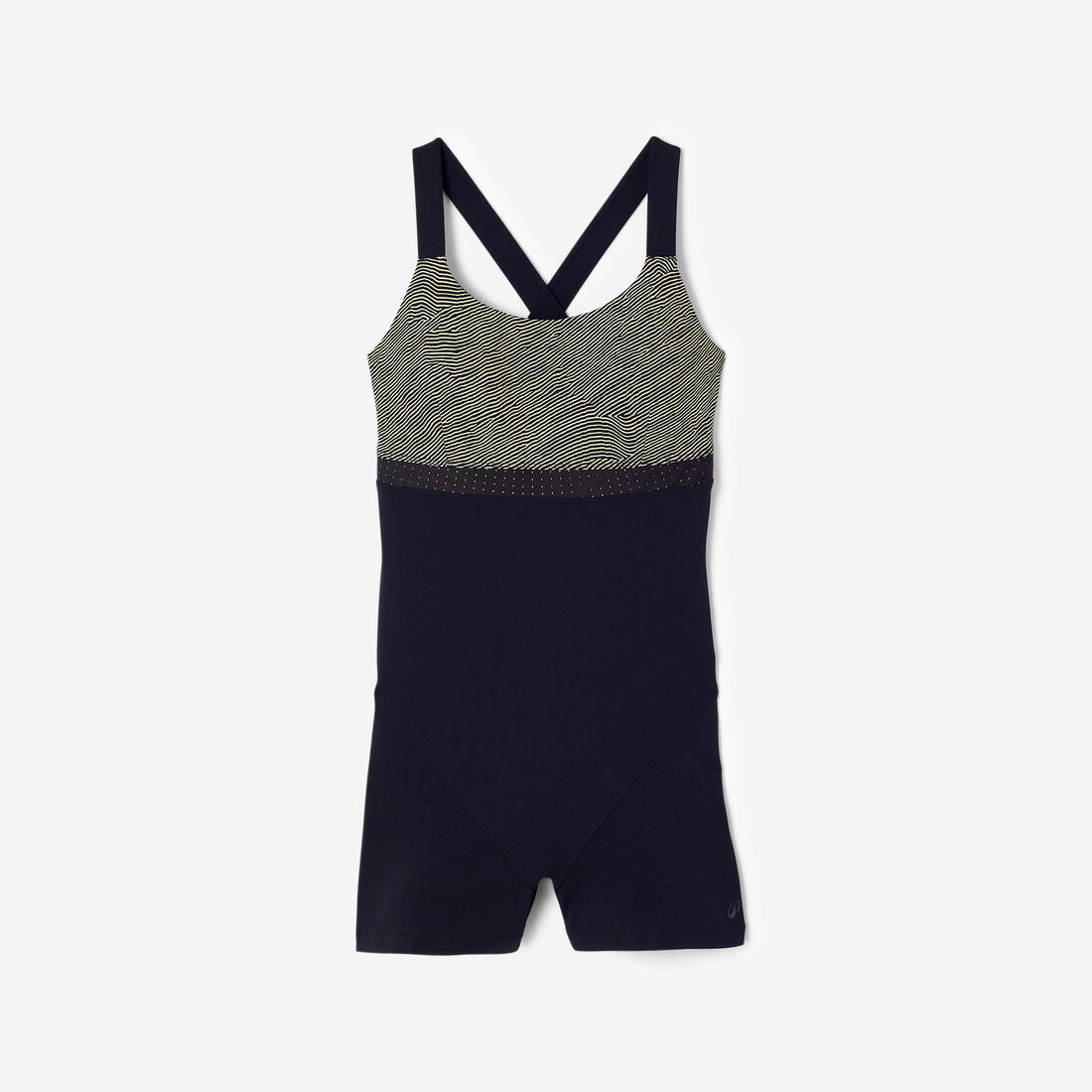 Maillot de bain 1 pièce aquagym aquabike shorty femme, Elea sono noir beige