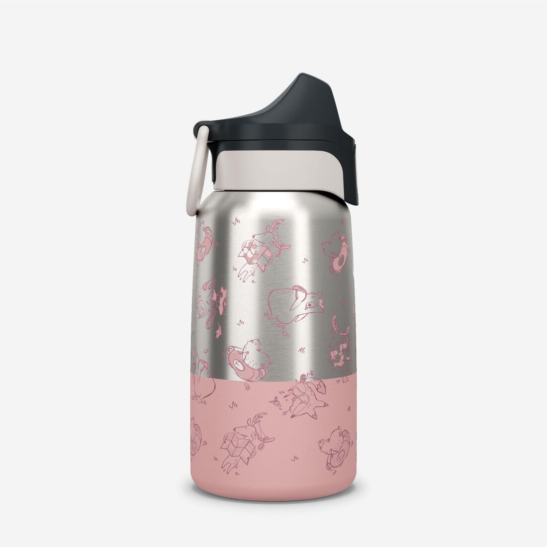 Gourde enfant isotherme 0,35L en acier inox avec bouchon instantané de randonnée