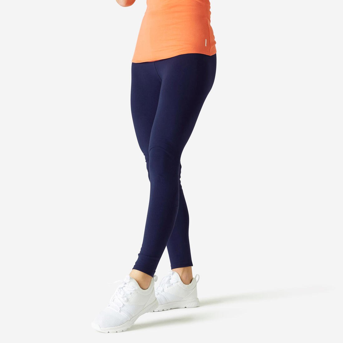 Legging fitness long coton extensible ceinture basse femme - Salto gris foncé ch – bleu marine