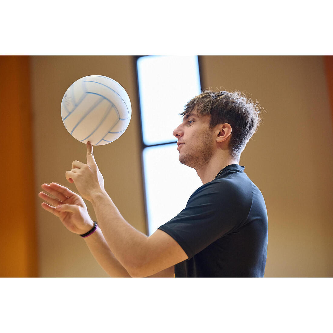 Ballon de volley-ball V500 gris, bleu et