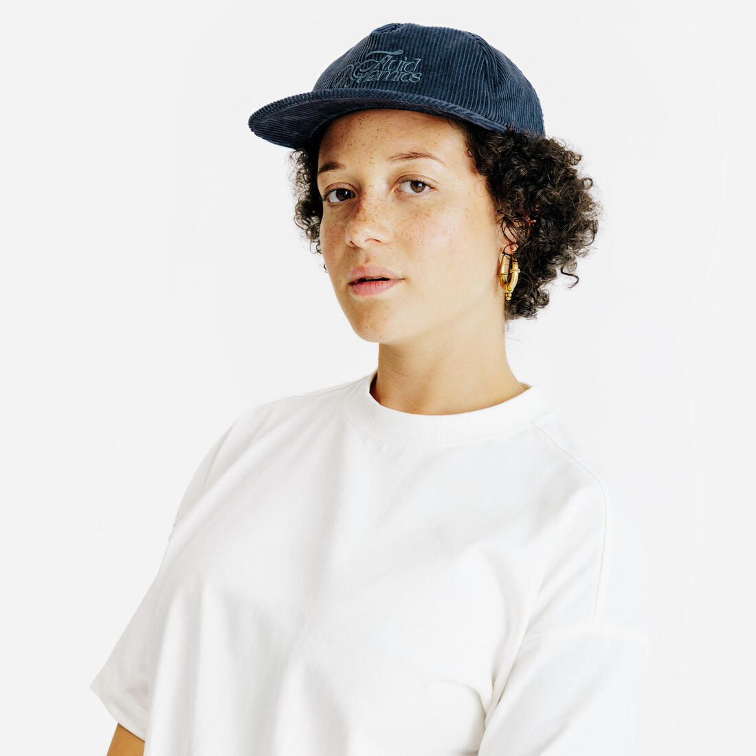 Casquette 6 panneaux en velours, bleu marine