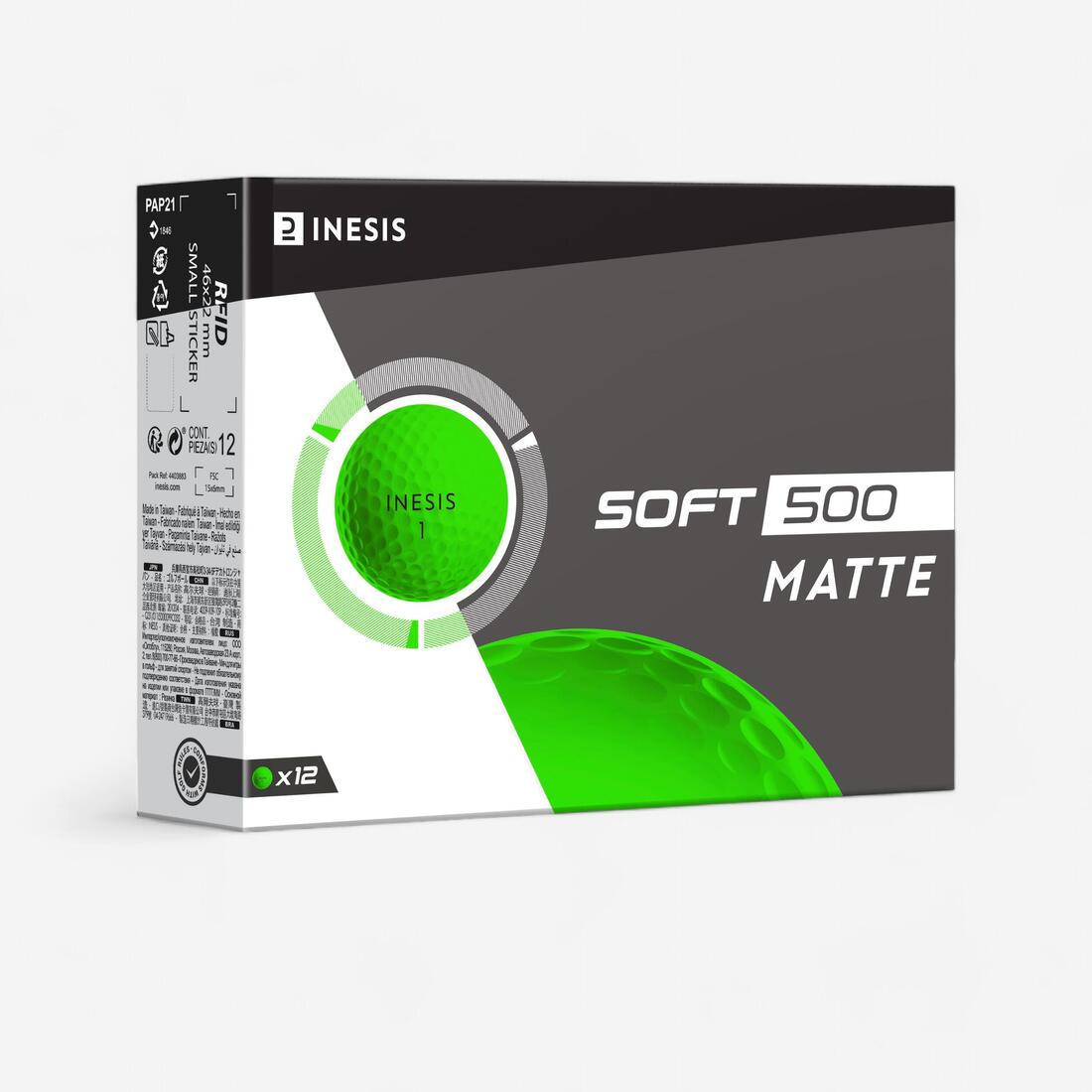 Balles golf x12 - INESIS Soft 500 – vert néon fluo
