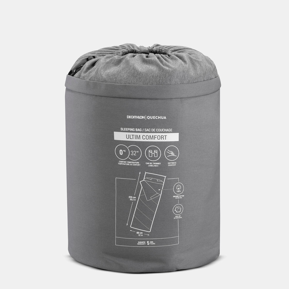 Sac de couchage de camping 0° en coton, Arpenaz