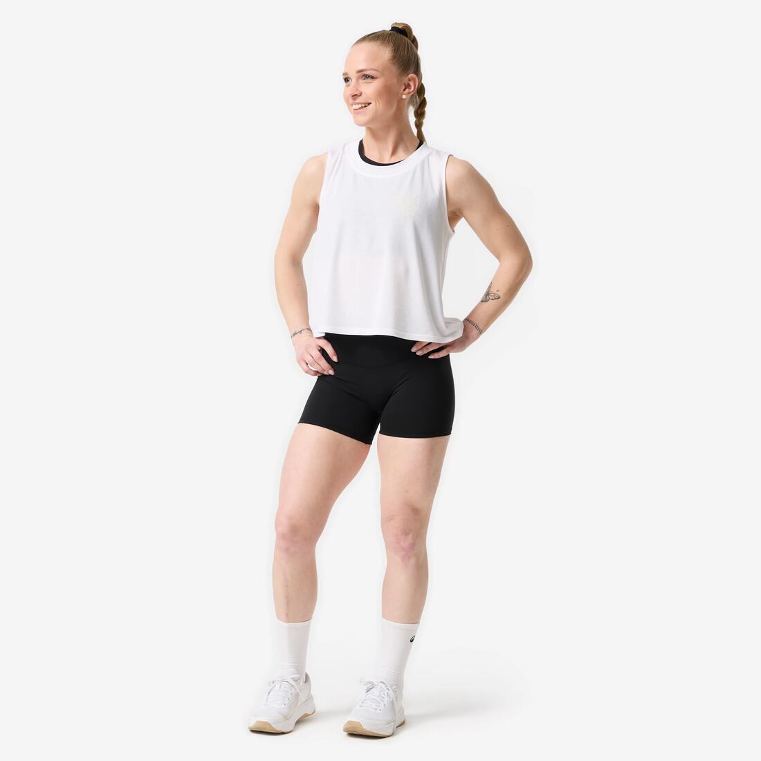 Short de crossfit court et extensible femme, noir