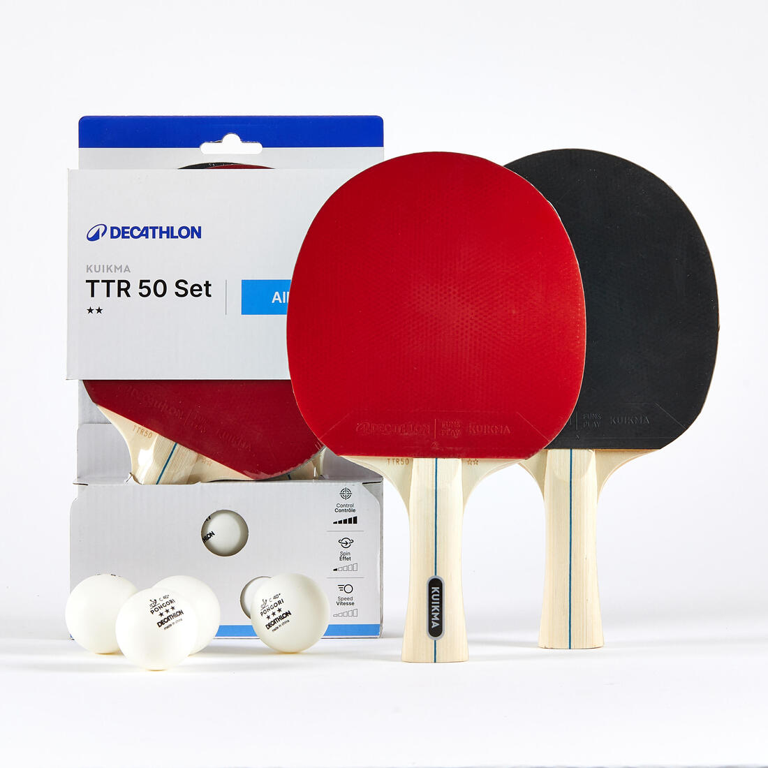 SET 2 RAQUETTES TTR 50 POLYVALENTES 2* LOISIR + BALLES