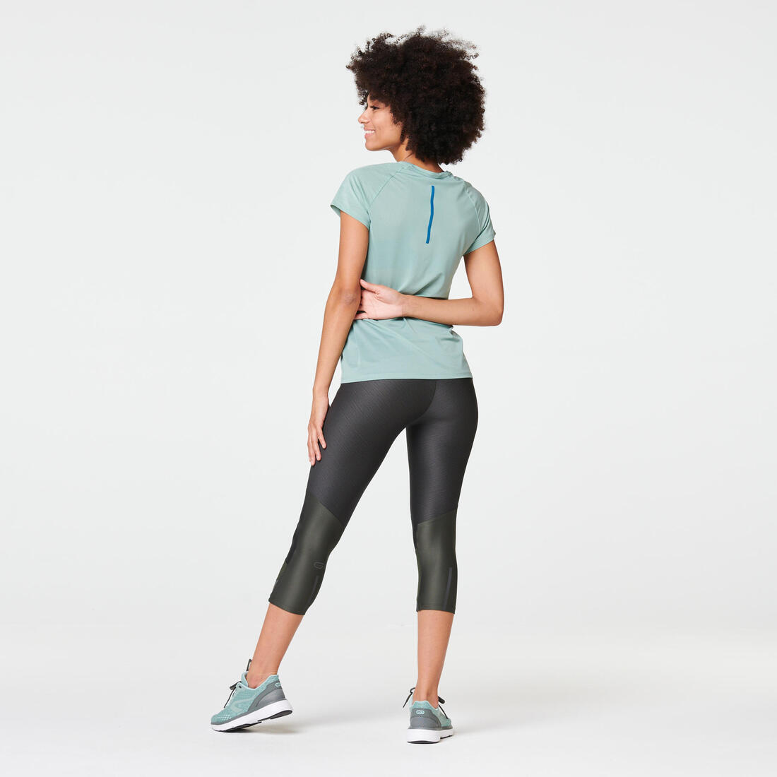 Legging court running respirant femme - Dry+ Feel noir