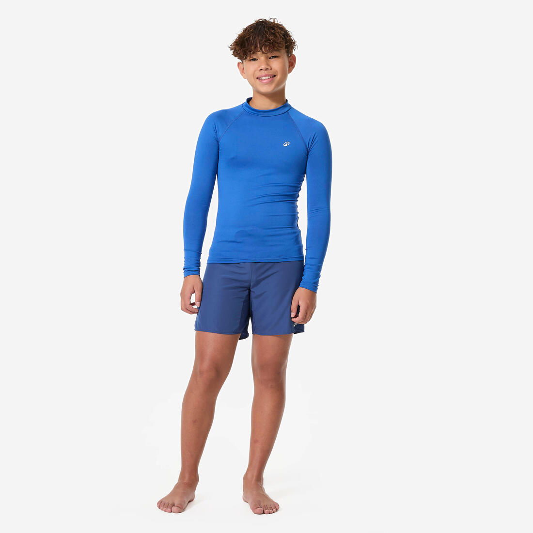 Top anti-uv surf manches longues enfant, 100 bleu