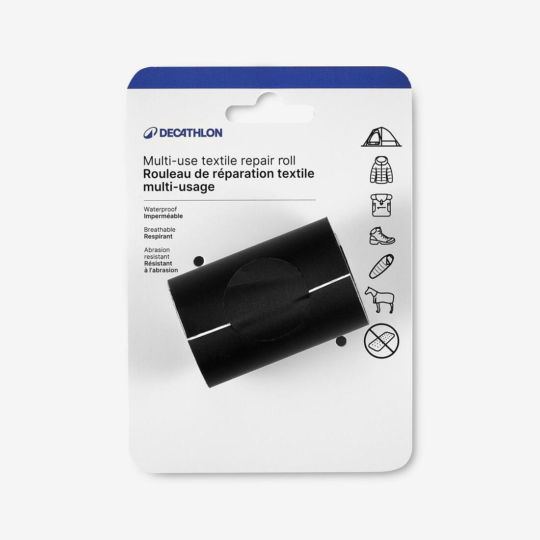 Rouleau autocollant de réparation textile multi-usage, noir