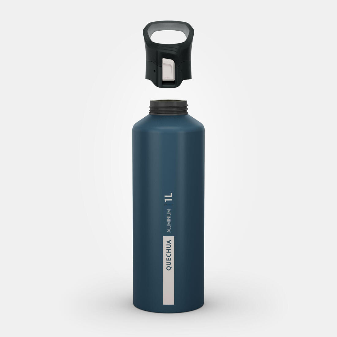 Gourde alu 1L avec bouchon instantané, composée à 100% d’alu recyclé