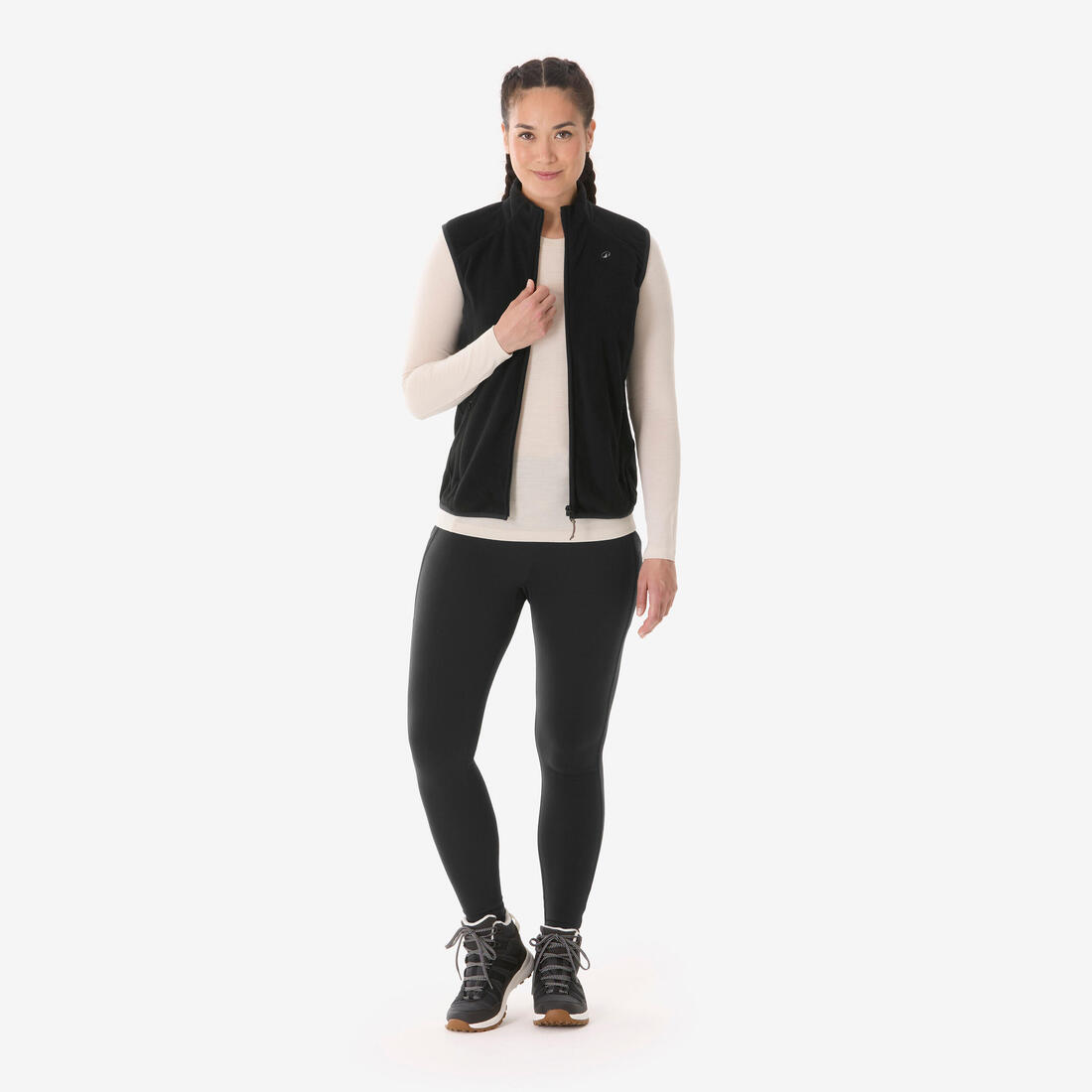 Gilet polaire de randonnée montagne femme, MH100 noir