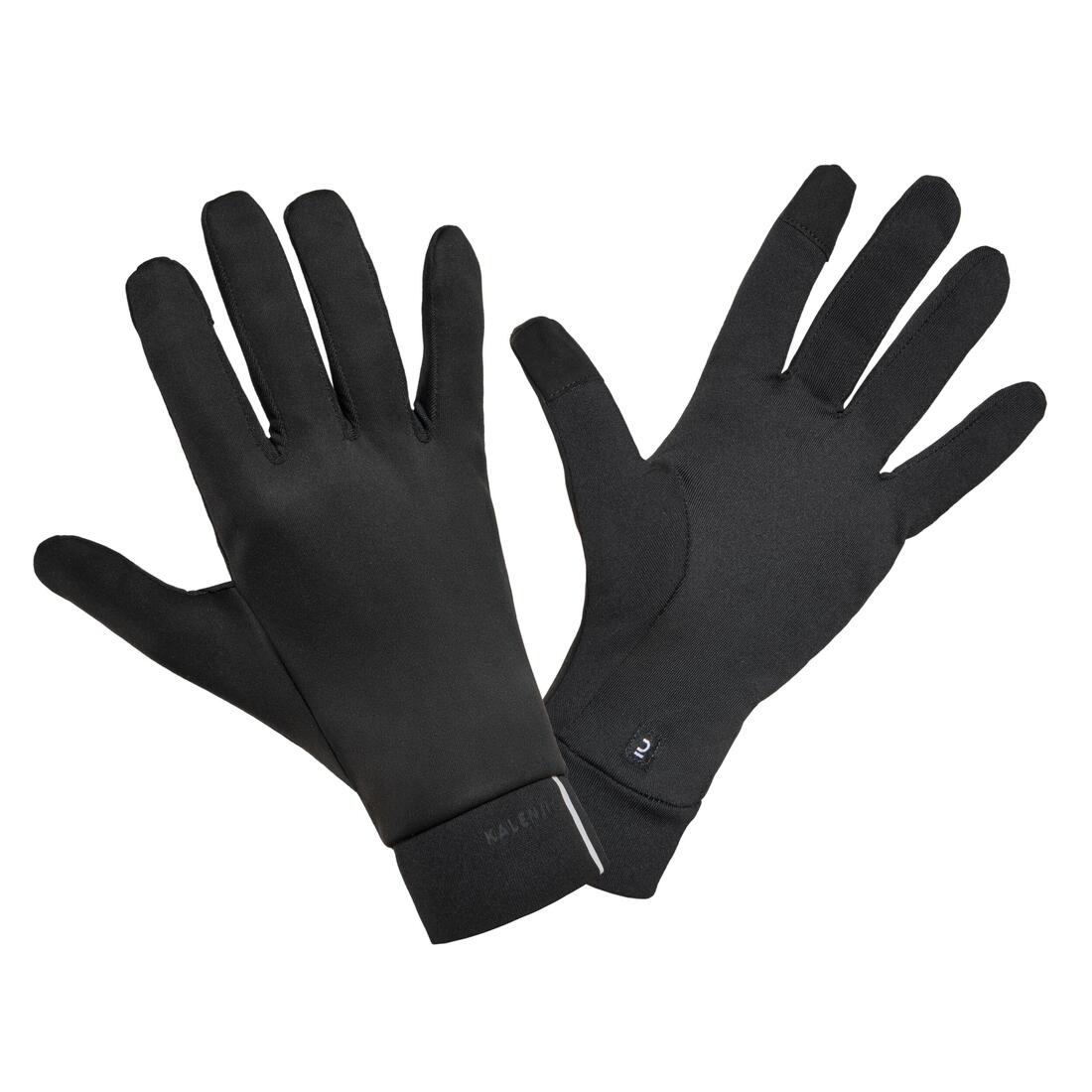 Gants de running tactiles adulte - kiprun  warm+ 500 v2 noir