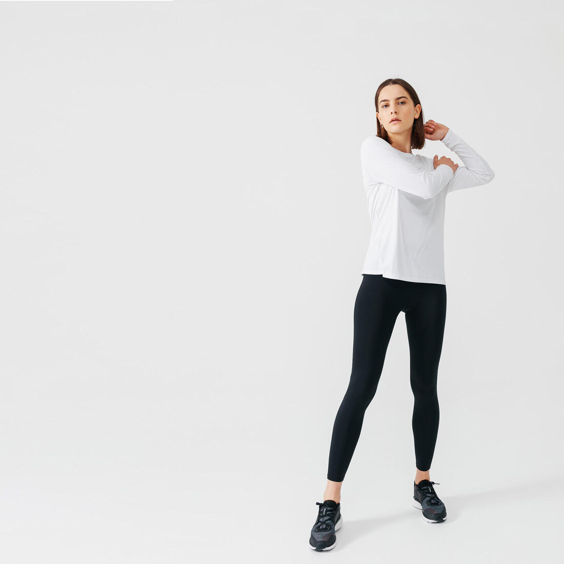 T-shirt manches longues running femme - sun protect noir
