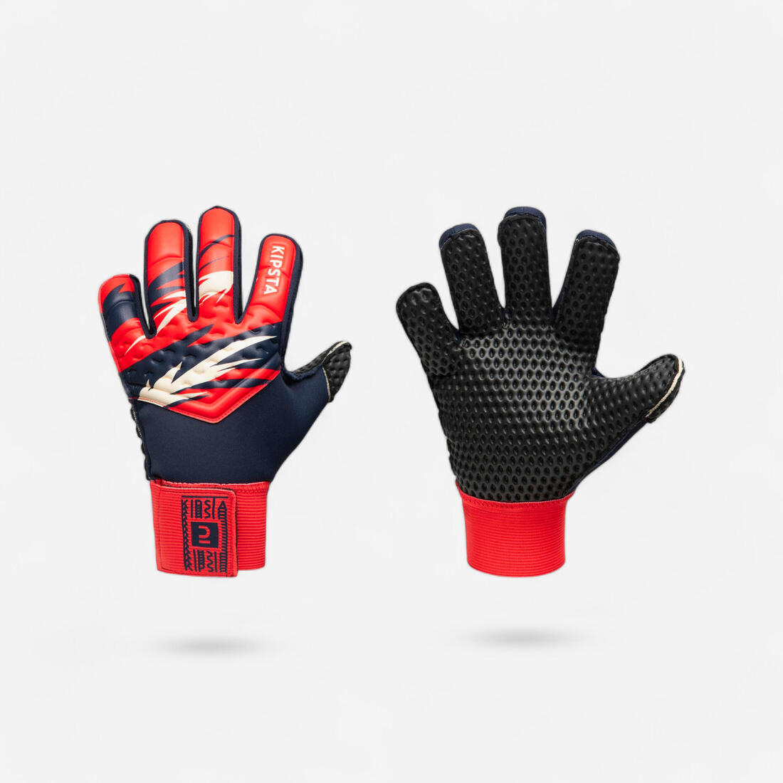 Gant de gardien de football ENFANT F100 SUPERESIST rouge/bleu