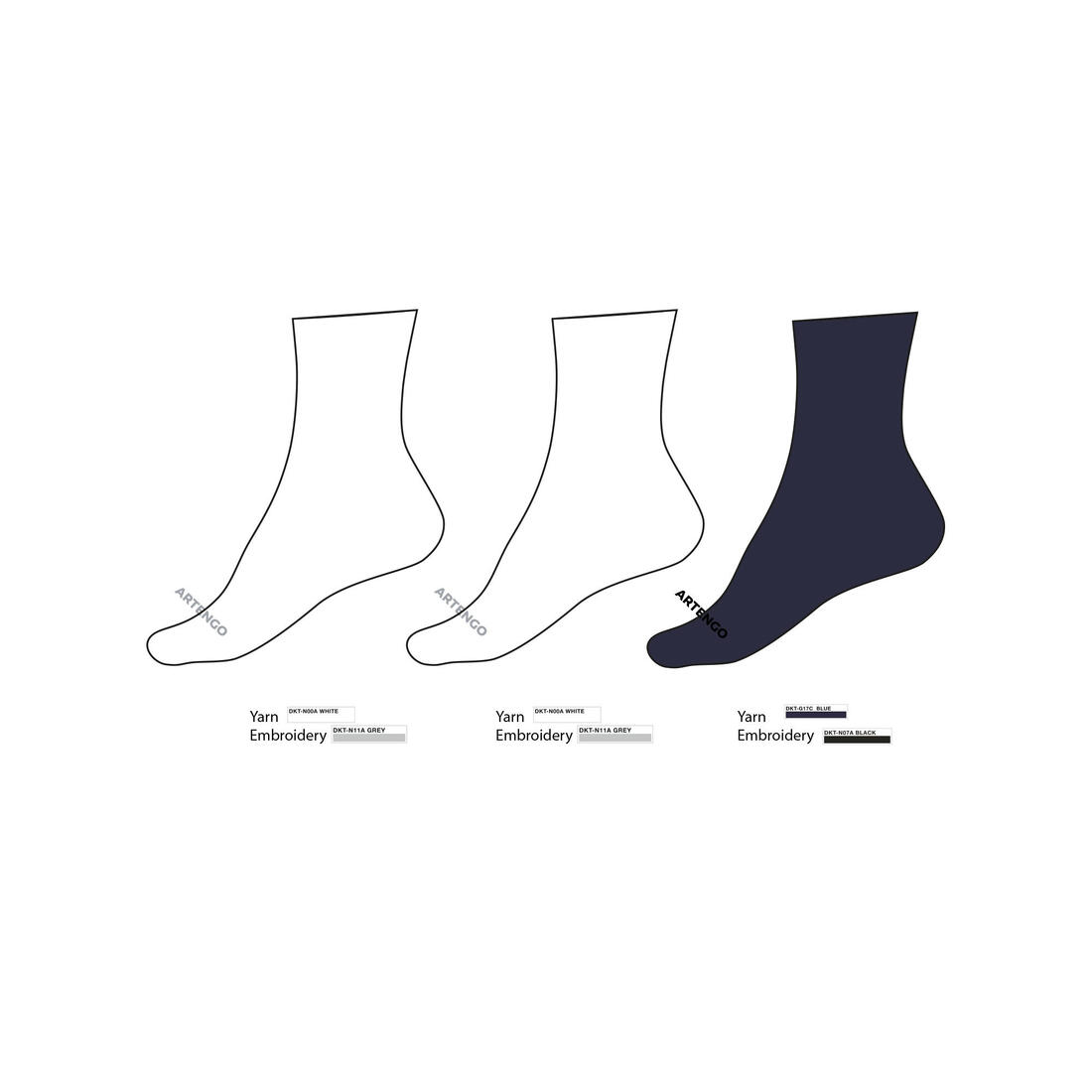 CHAUSSETTES DE SPORT ENFANT HAUTES ARTENGO RS 160 BLANC MARINE BLANC LOT DE 3