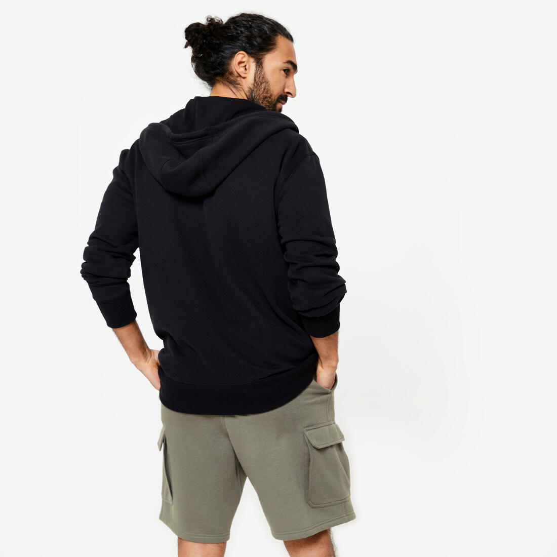 Sweat zippé à capuche de fitness en molleton homme