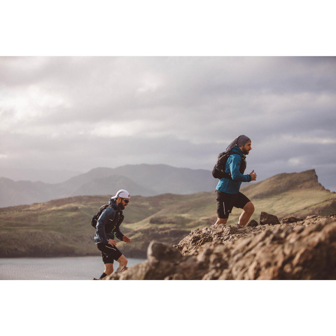 Veste imperméable de running & trail running Homme - KIPRUN Run 500 Rain Noire