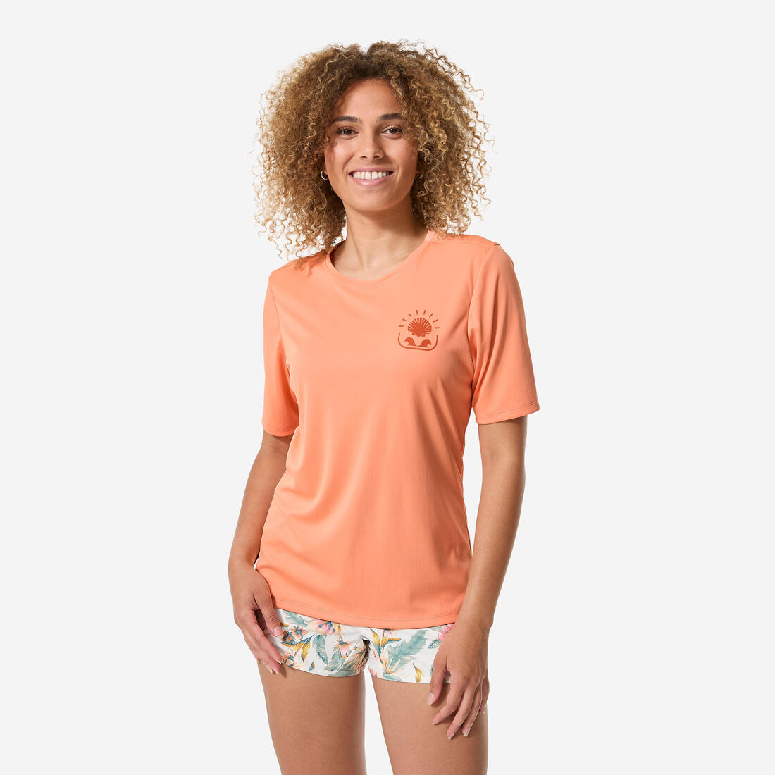 Tee shirt anti uv surf manches courtes Femme - Malou greige