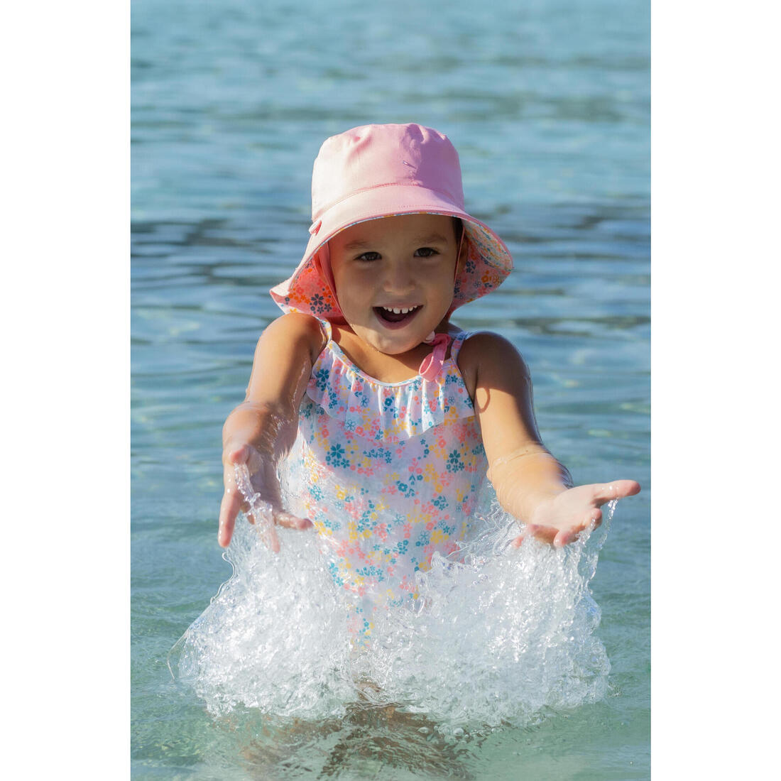 Maillot de bain 1 pièce avec volants Bébé / Fille - blanc rose imprimés fleurs