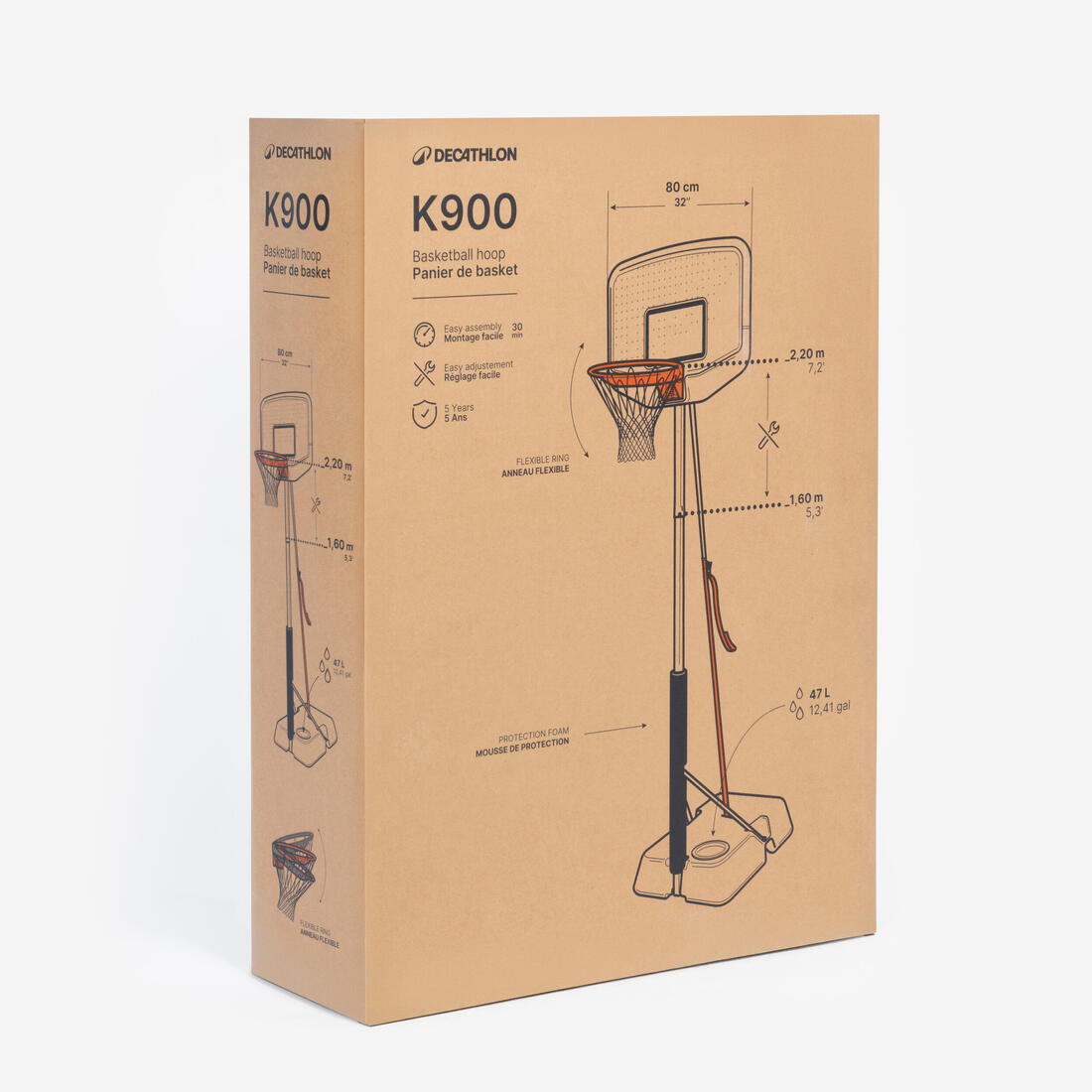 Panier de basket Enfant Dunk sur pied réglable 1,60m à 2,20m - K900
