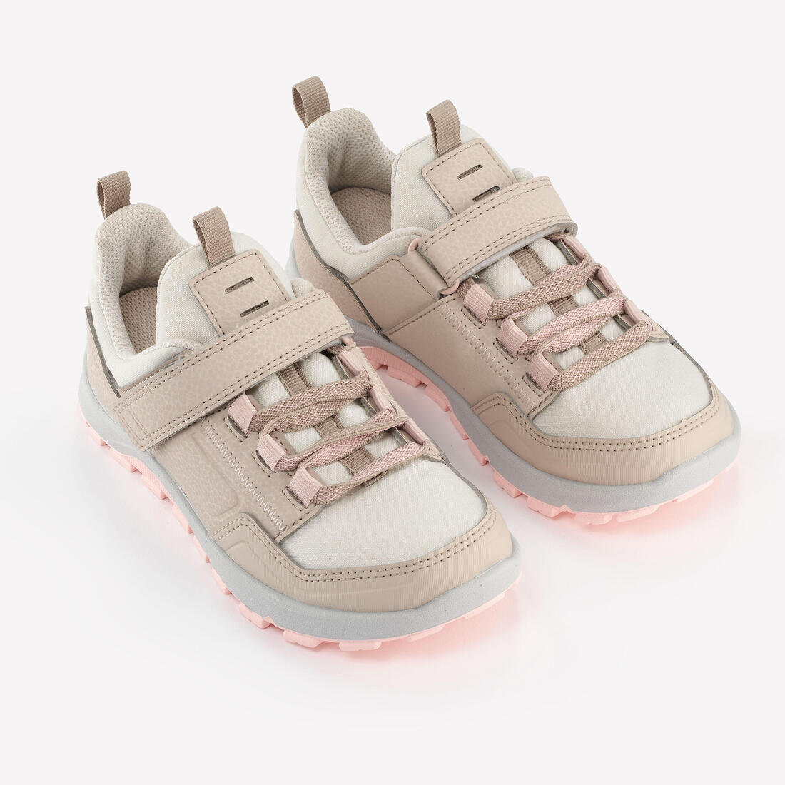 Chaussures de randonnée déperlantes à scratch 28 au 34 enfant, NH500 beige