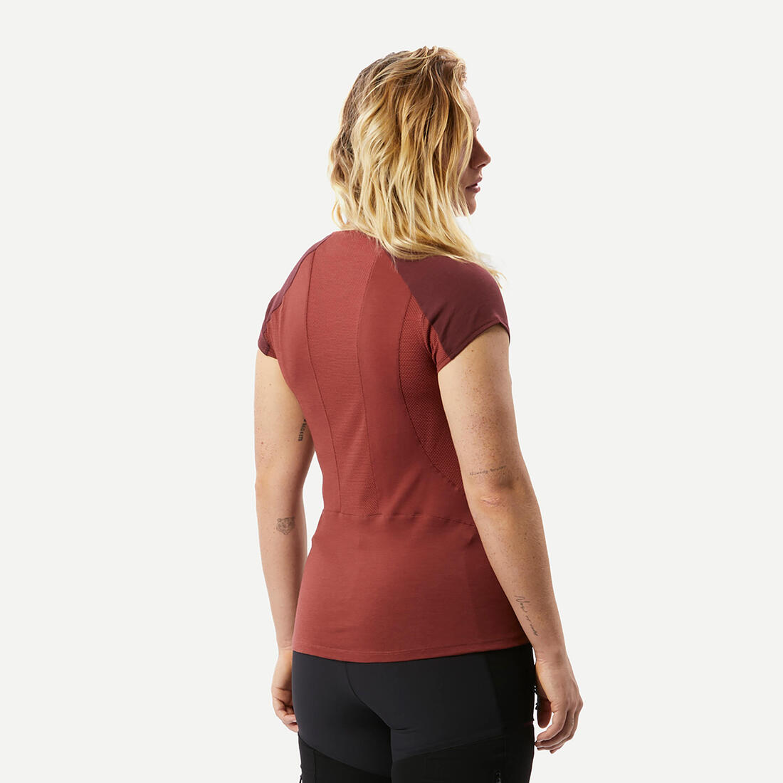 T-shirt de trek manches courtes en laine mérinos - Femme - MT500