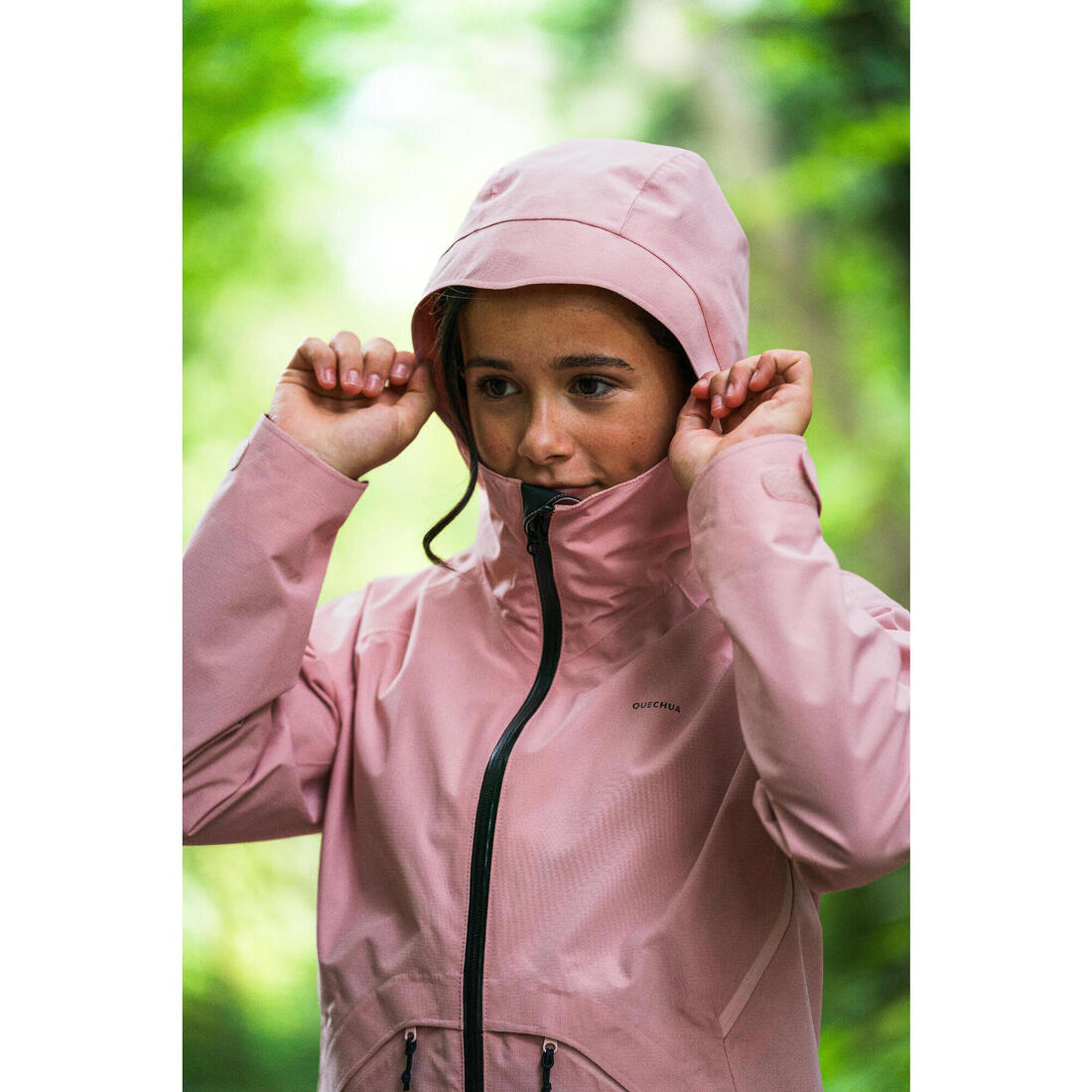 Veste de randonnée montagne imperméable légère enfant 7-15 ans, MH900 rose