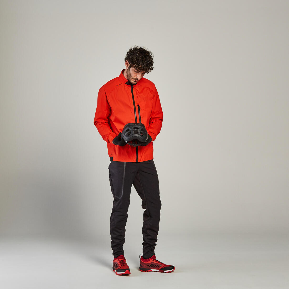 Veste coupe pluie velo vtt confort 500 rouge