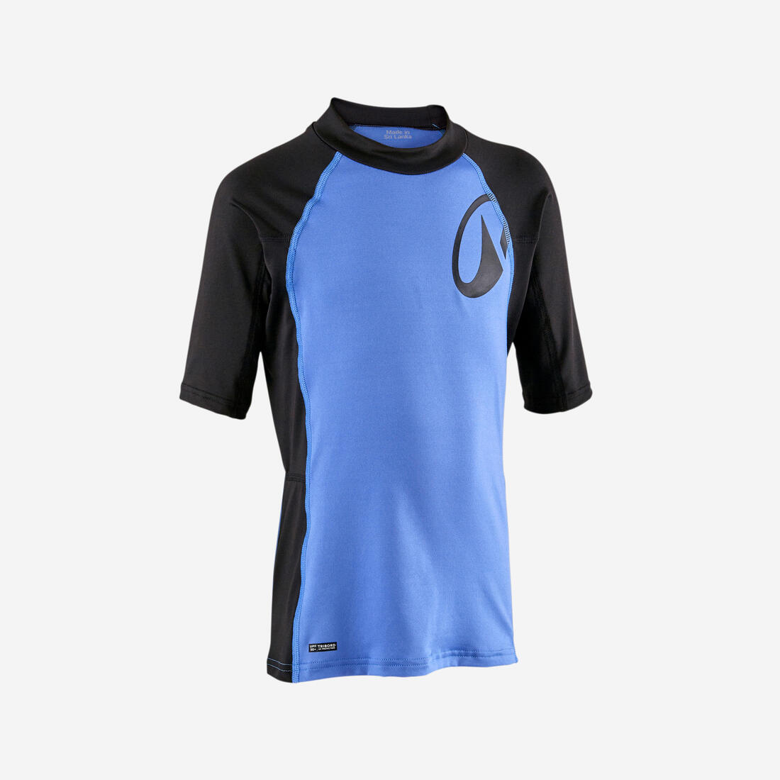 Top anti uv surf manches courtes garçon, 500 bleu et