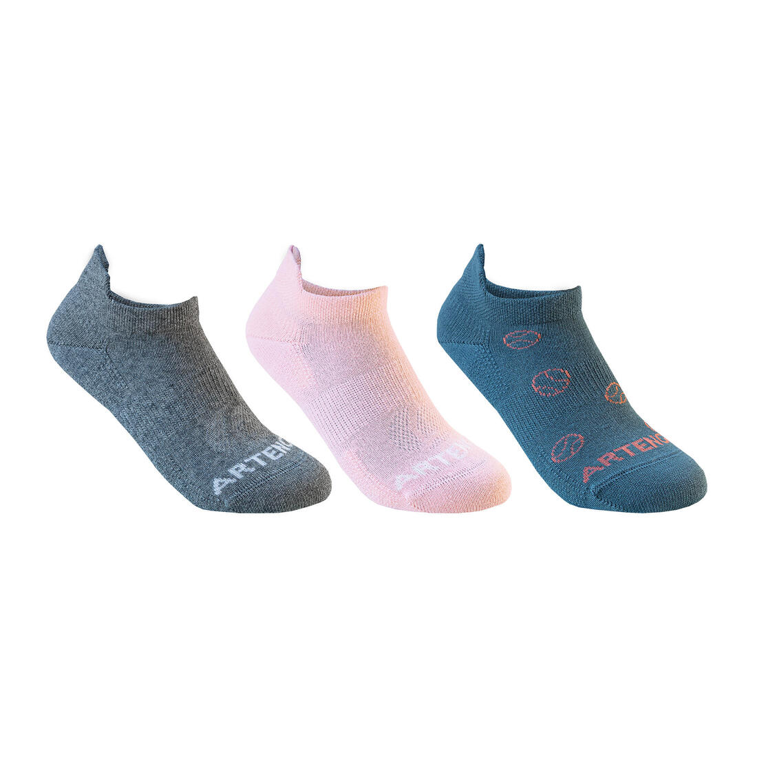 CHAUSSETTES TENNIS ENFANT BASSES ARTENGO RS 160 GRIS LOT DE 3