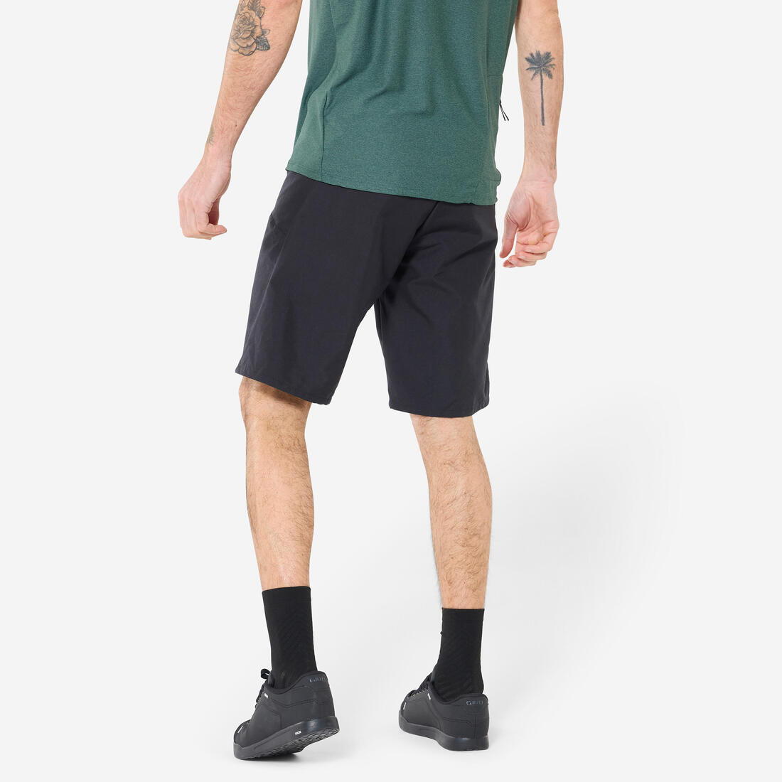 Short 2 en 1 avec peau VTT Homme, 100 noir
