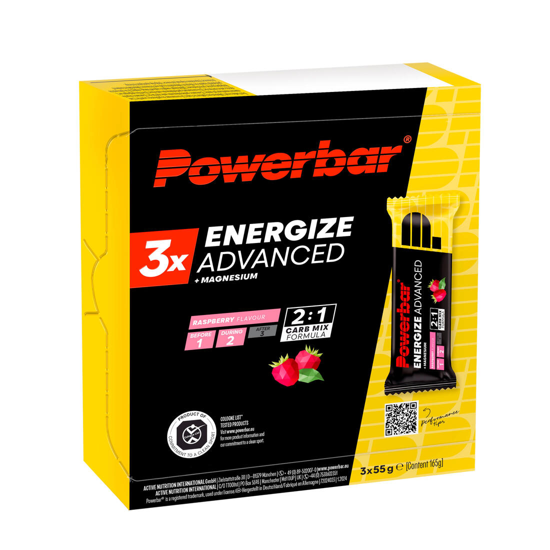Barre Energétique  Energize C2max Powerbar  Framboise 3x55G