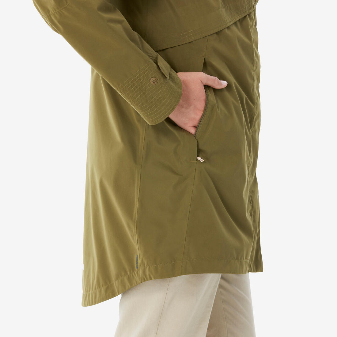 Veste longue imperméable femme, NH500