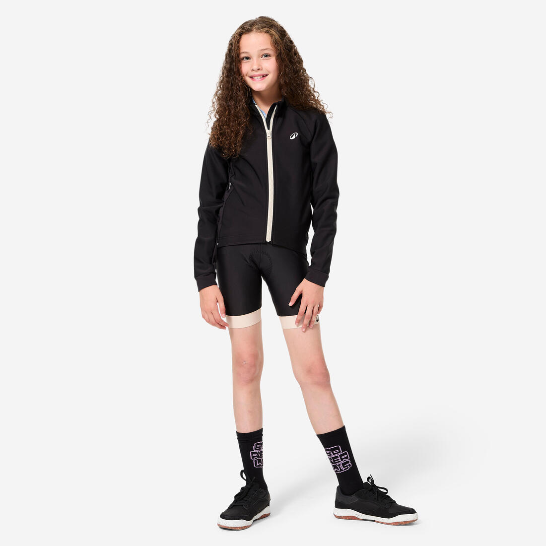 Cuissard vélo enfant 7-13 ans, 500 noir et beige