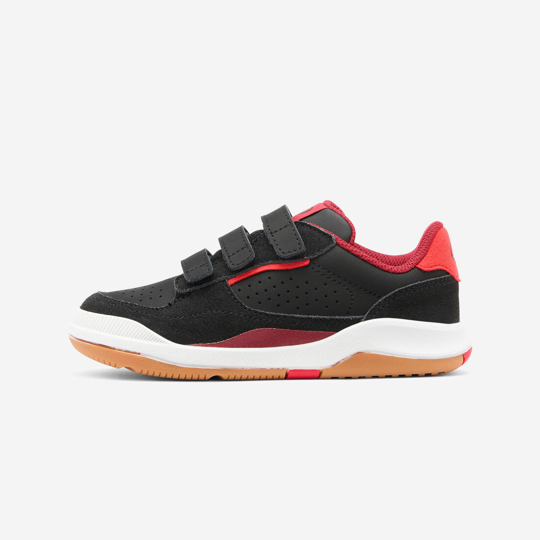 Chaussures de sport à scratch en cuir enfant, Playventure City noir et – 8967827