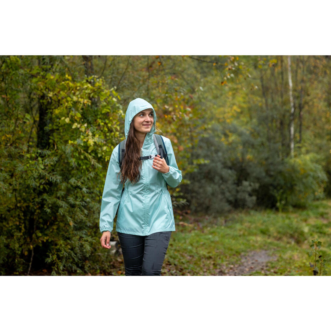 Veste de randonnée déperlante coupe-vent femme, Raincut Full Zip