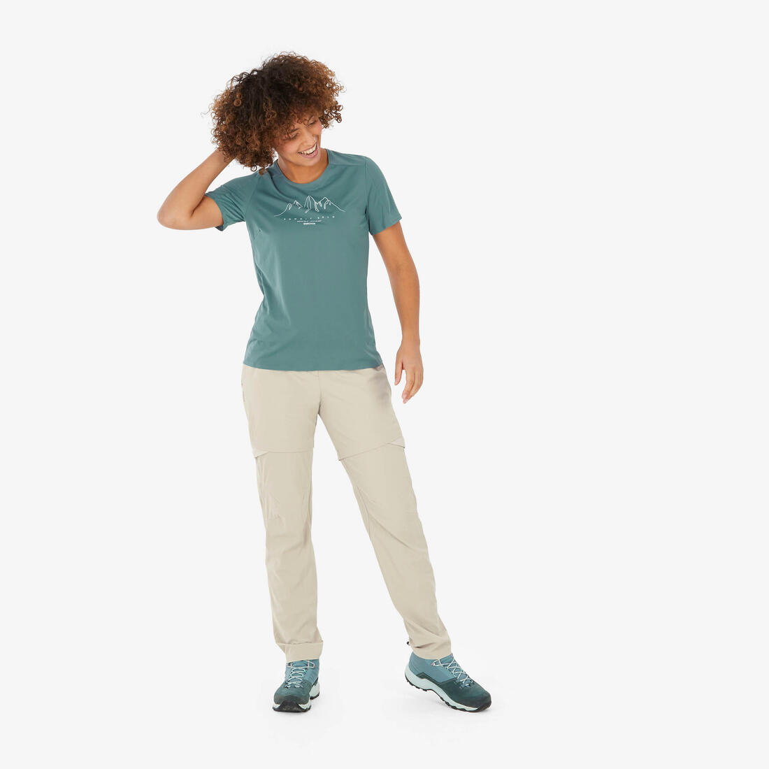 T-shirt de randonnée manches courtes femme, MH500